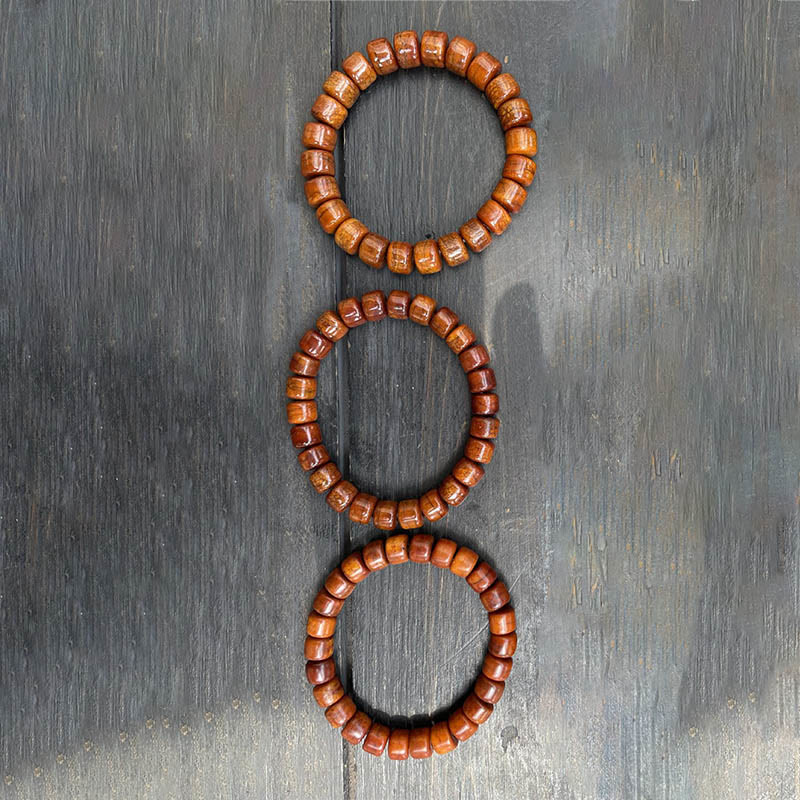 Tibetan Bone Bead Bracelet with Dzi, Tiger Eye, Jasper & Sacred Gemstone Accents