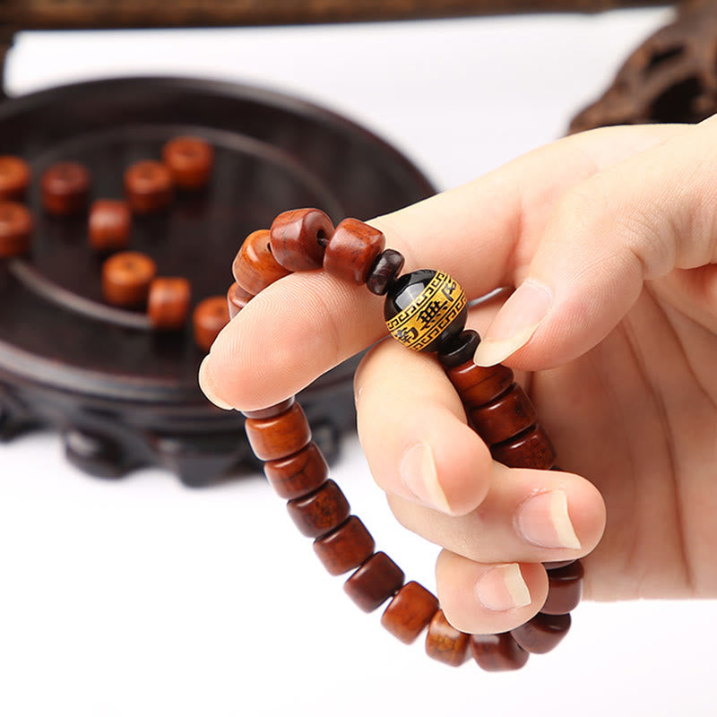 Tibetan Bone Bead Bracelet with Dzi, Tiger Eye, Jasper & Sacred Gemstone Accents
