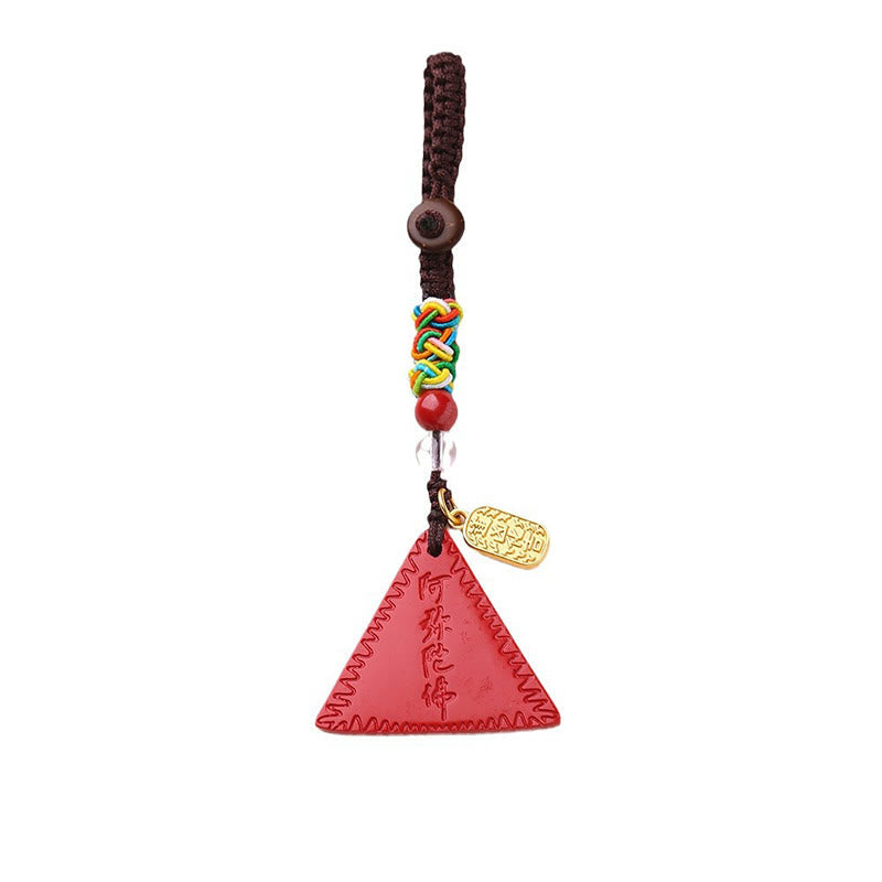 Cinnabar Triangle Pattern Talisman Keep Away Evil Spirits Key Chain