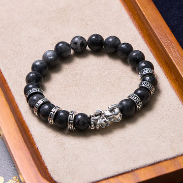Black Glitter Goldstone Pixiu Symbol Bracelet - Energy Anchor
