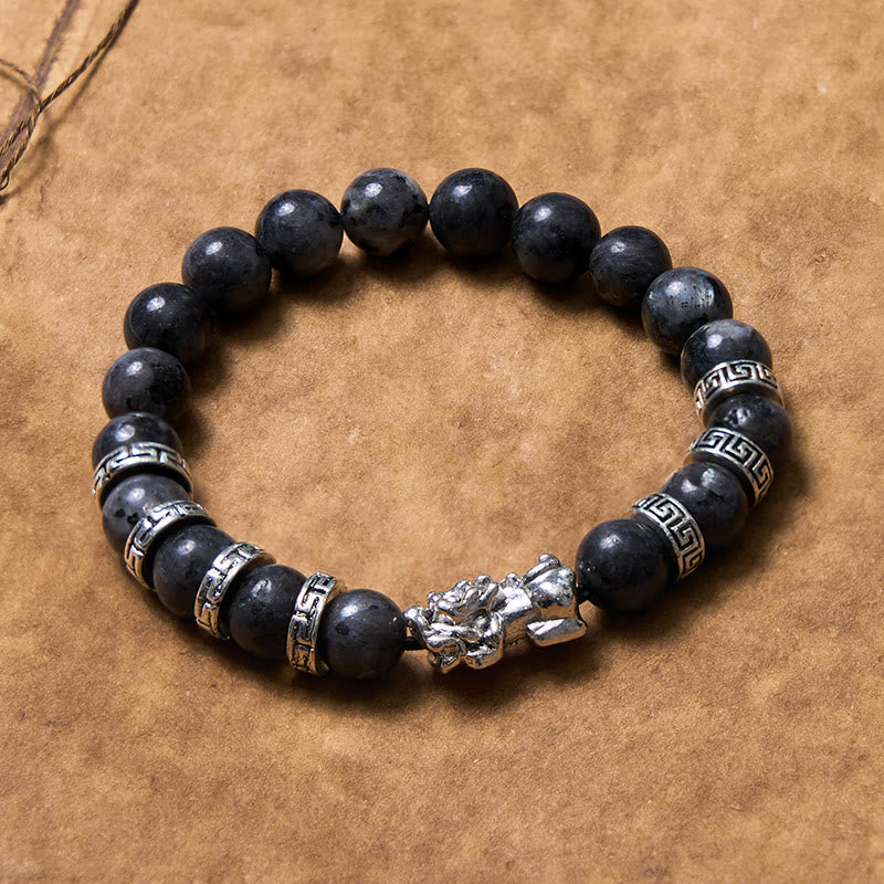 Black Glitter Goldstone Pixiu Symbol Bracelet - Energy Anchor