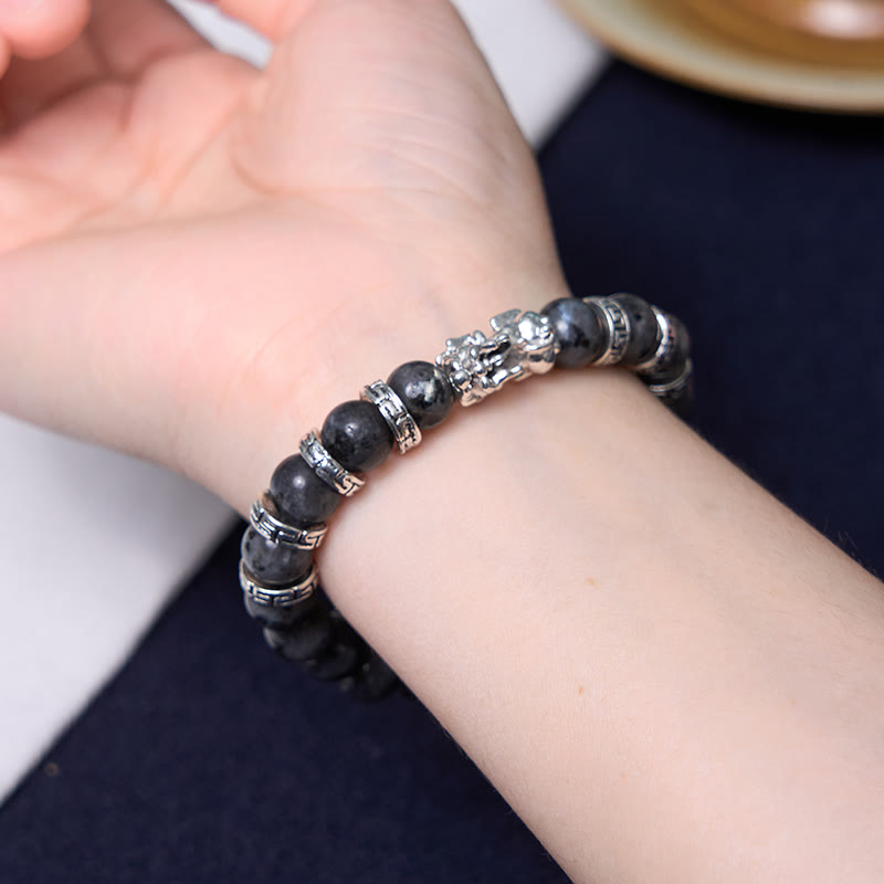 Black Glitter Goldstone Pixiu Symbol Bracelet - Energy Anchor