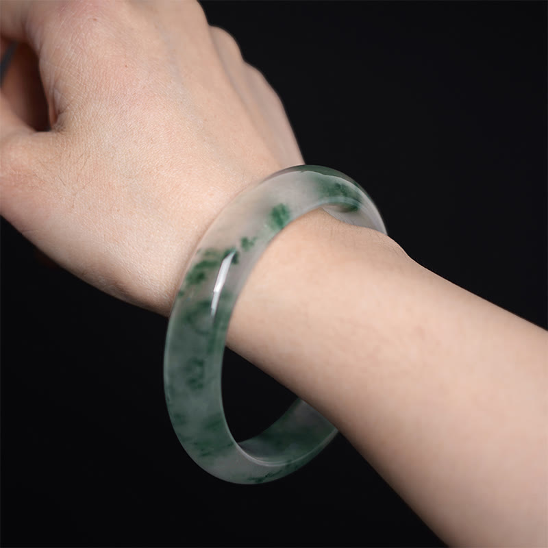 Natural Jade Floating Flower Luck Bracelet Bangle