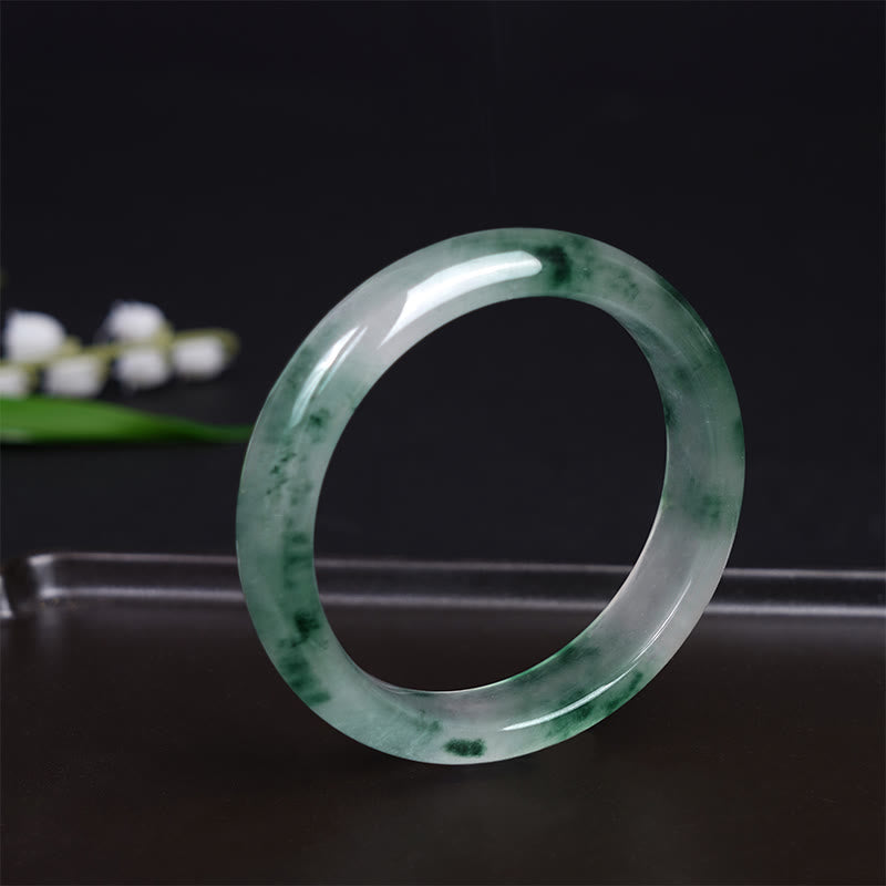 Natural Jade Floating Flower Luck Bracelet Bangle