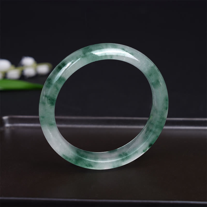 Natural Jade Floating Flower Luck Bracelet Bangle