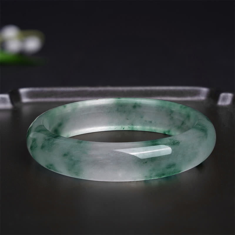 Natural Jade Floating Flower Luck Bracelet Bangle