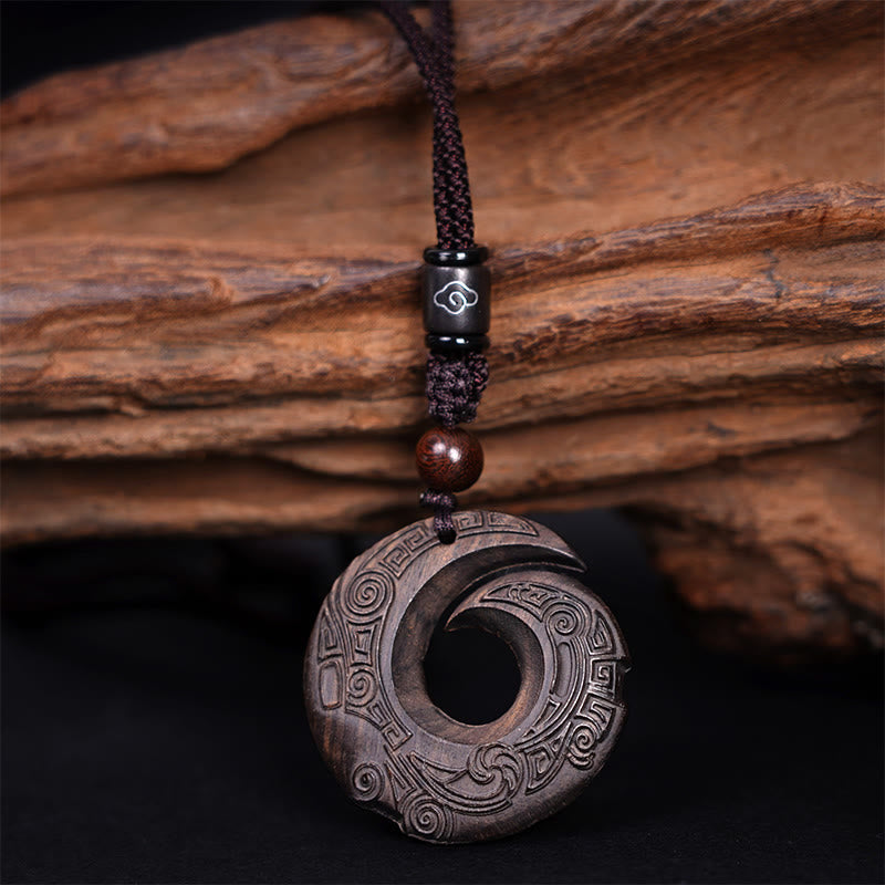 Ebony Wood Luck Improves Pendant Necklace