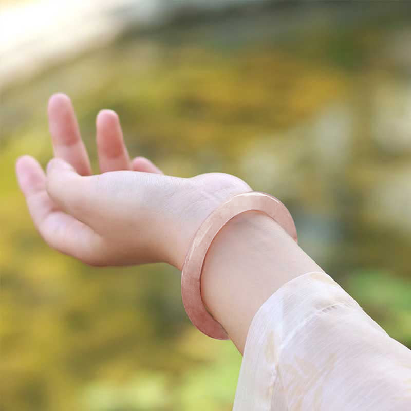 Pink Golden Silk Jade Wealth Luck Bracelet Bangle
