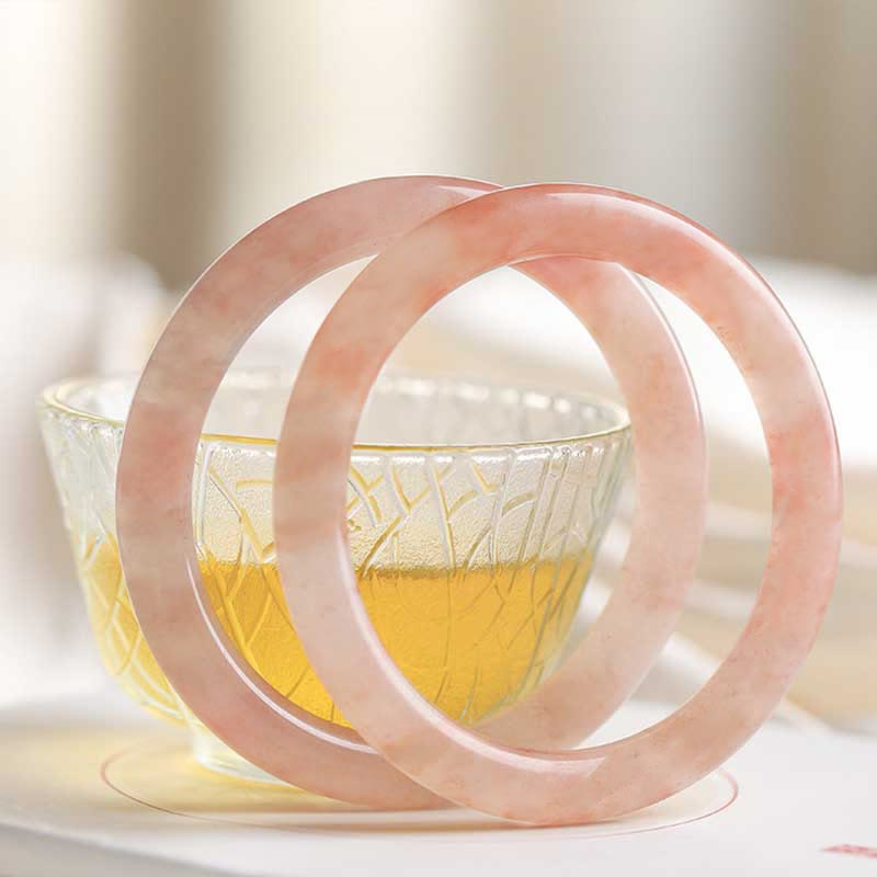 Pink Golden Silk Jade Wealth Luck Bracelet Bangle