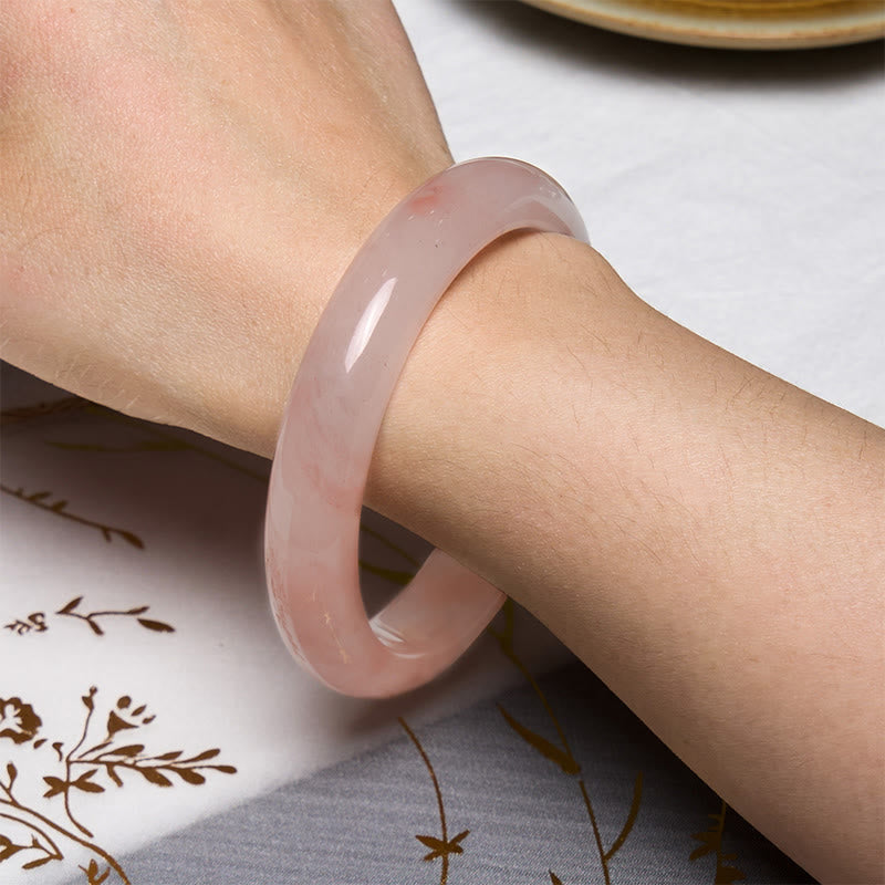 Pink Golden Silk Jade Wealth Luck Bracelet Bangle