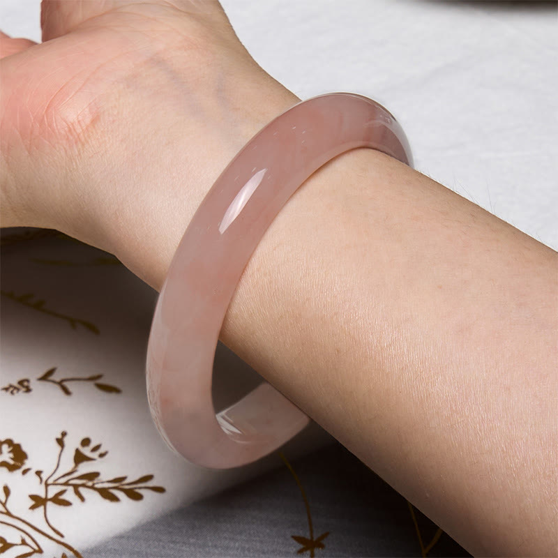 Pink Golden Silk Jade Wealth Luck Bracelet Bangle