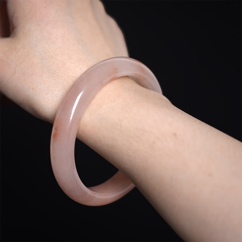 Pink Golden Silk Jade Wealth Luck Bracelet Bangle