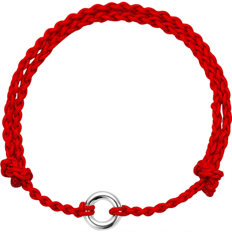 925 Sterling Silver Ping An Kou Peace Buckle Hand-Braided Red String Cord Anklet
