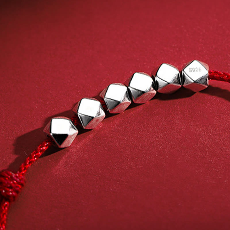Handmade Braided Sterling Silver Bead Red String Adjustable Anklet
