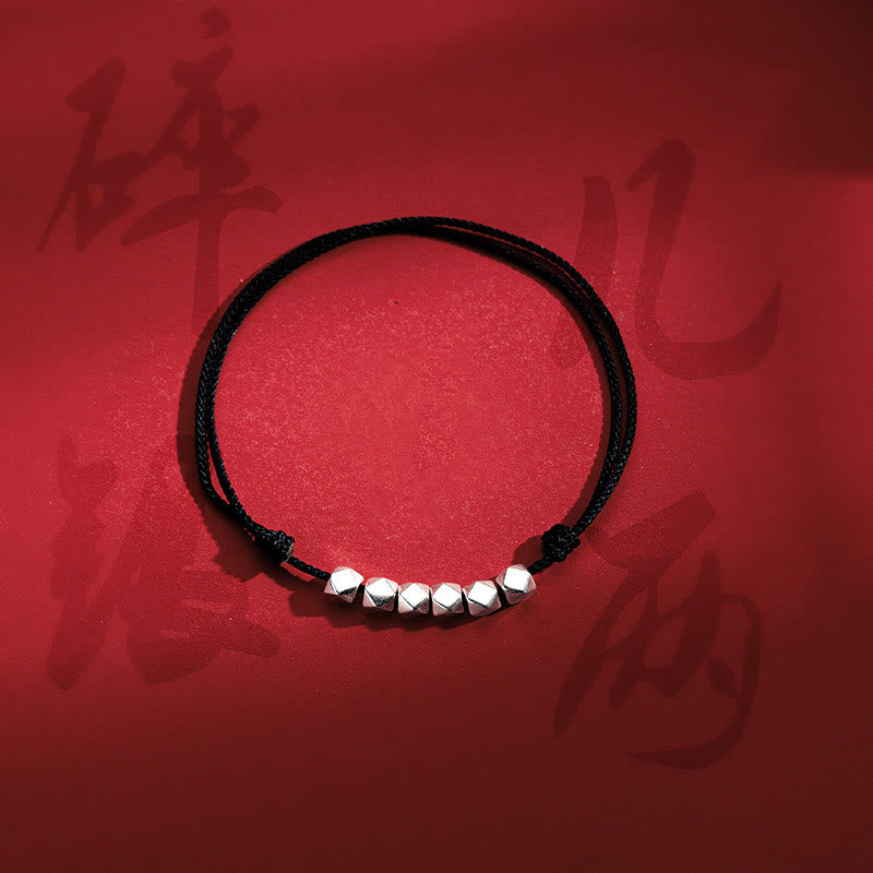 Handmade Braided Sterling Silver Bead Red String Adjustable Anklet
