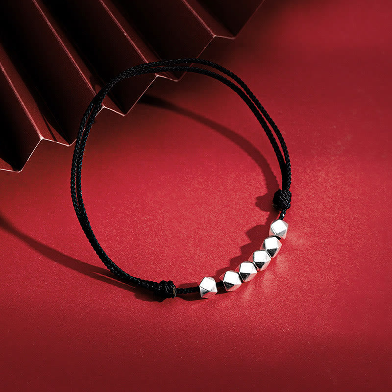 Handmade Braided Sterling Silver Bead Red String Adjustable Anklet