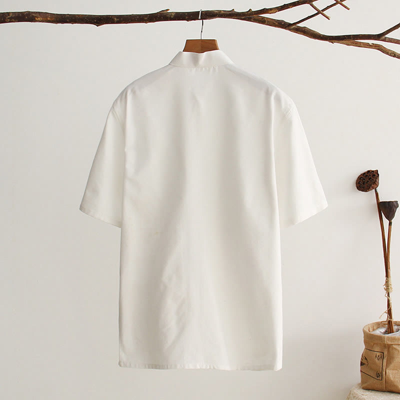 Breathable Cotton Frog Button Stand Collar Meditation Shirt