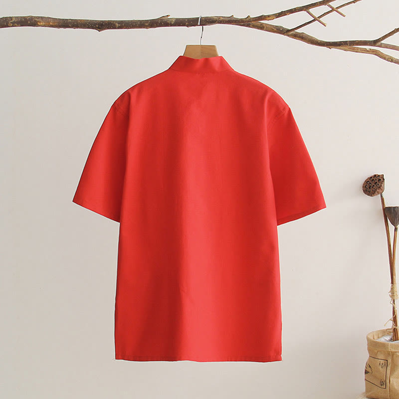 Breathable Cotton Frog Button Stand Collar Meditation Shirt