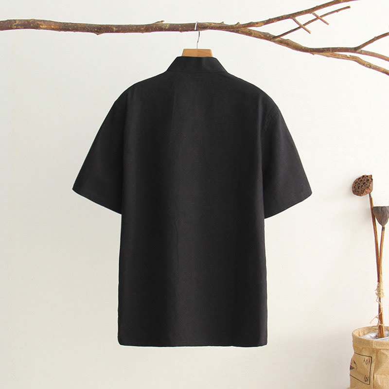Breathable Cotton Frog Button Stand Collar Meditation Shirt
