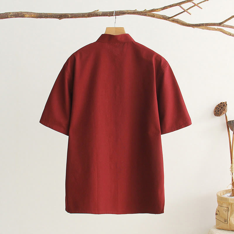 Breathable Cotton Frog Button Stand Collar Meditation Shirt