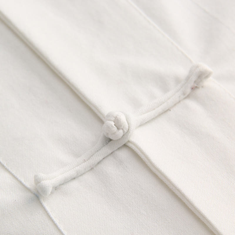 Breathable Cotton Frog Button Stand Collar Meditation Shirt