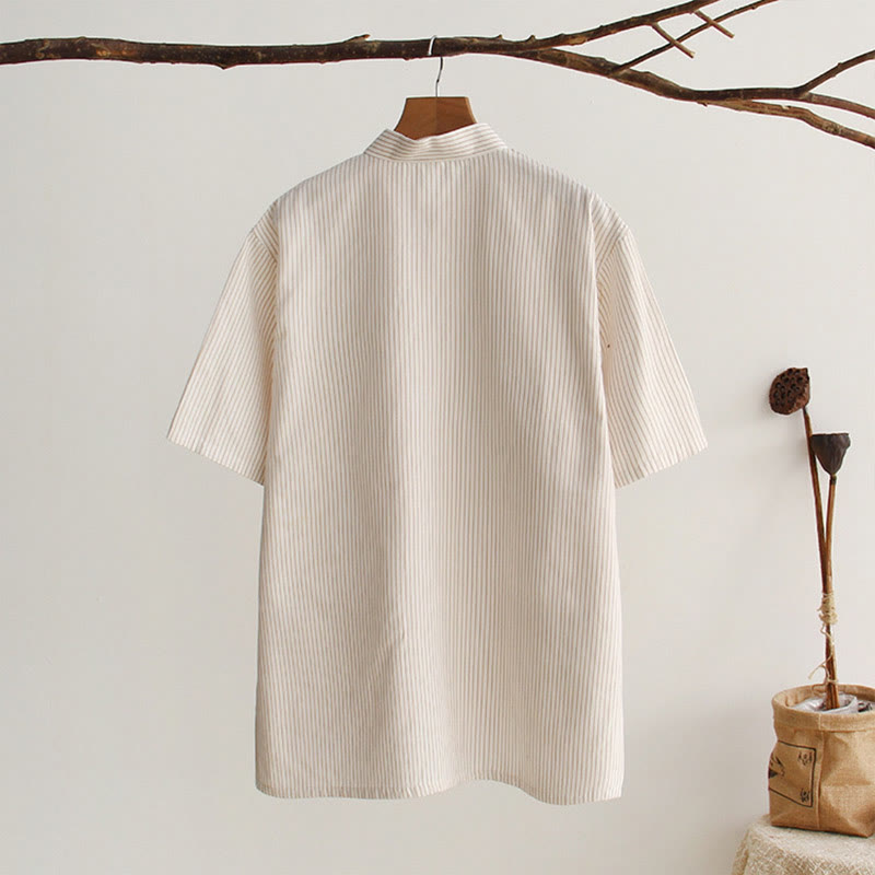 Breathable Cotton Frog Button Stand Collar Meditation Shirt
