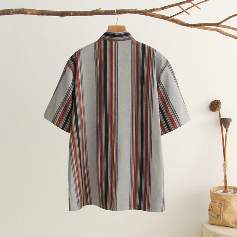 Breathable Cotton Frog Button Stand Collar Meditation Shirt