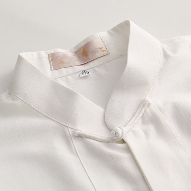 Breathable Cotton Frog Button Stand Collar Meditation Shirt
