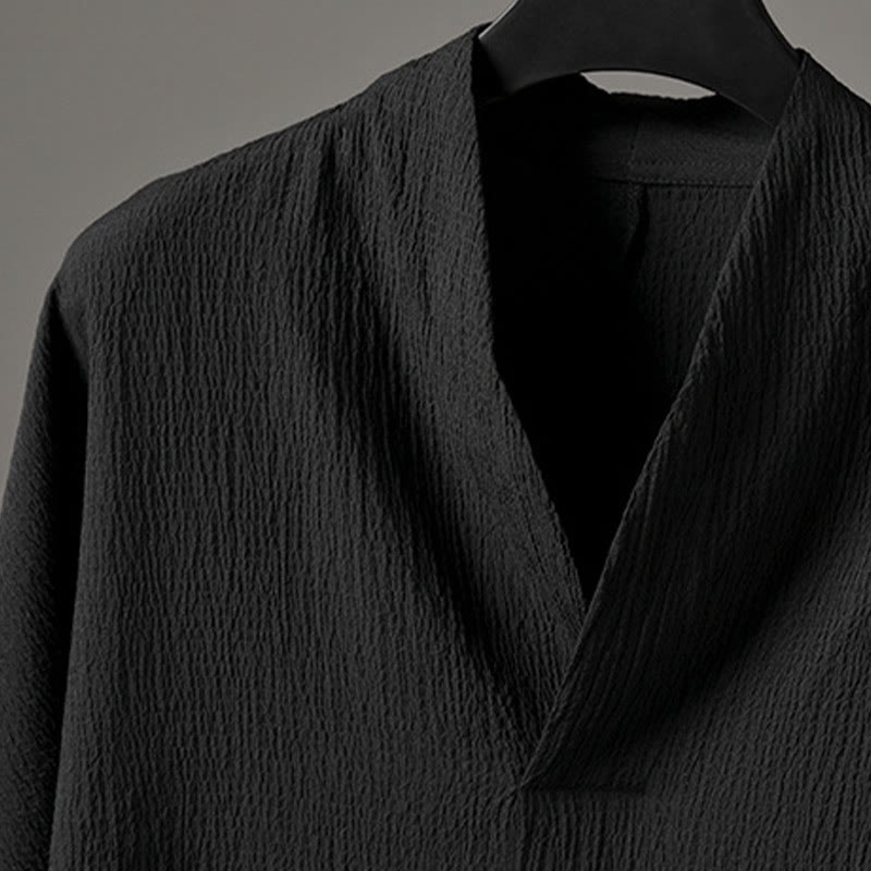 Casual V-Neck Three Quarter Sleeve Men's Shirt