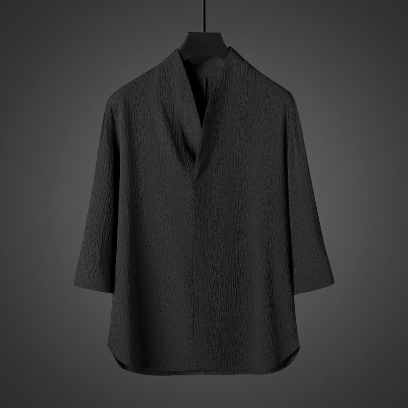 Casual V-Neck Three Quarter Sleeve Men's Shirt