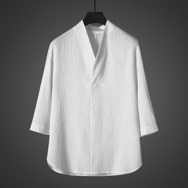 Casual V-Neck Three Quarter Sleeve Men's Shirt