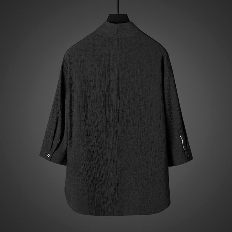 Casual V-Neck Three Quarter Sleeve Men's Shirt
