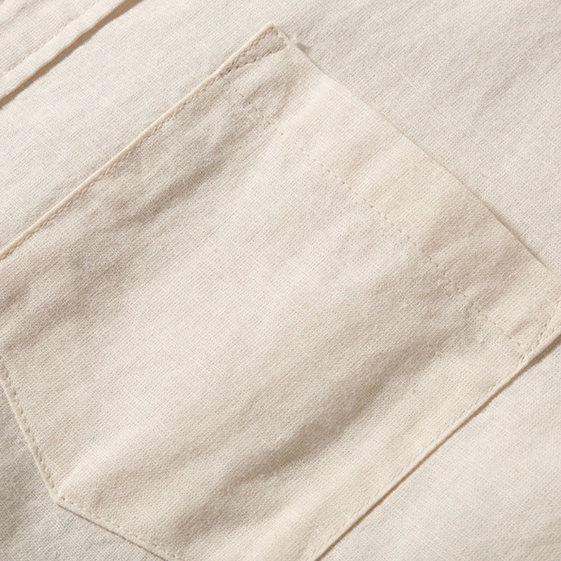 Summer Men's Short Sleeve Button Down Cotton Linen Shirt