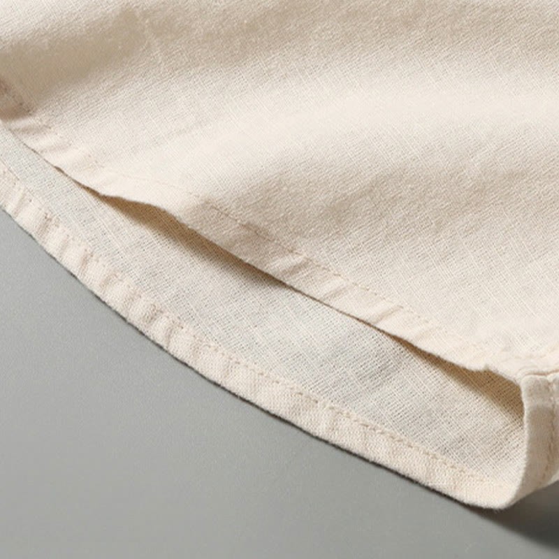 Summer Men's Short Sleeve Button Down Cotton Linen Shirt
