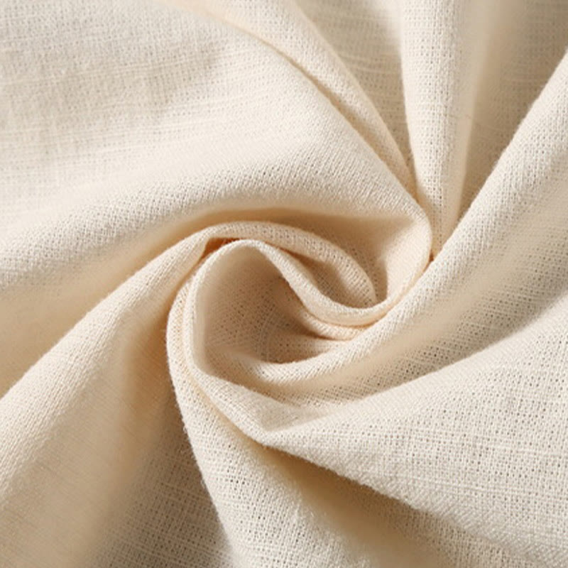 Summer Men's Short Sleeve Button Down Cotton Linen Shirt