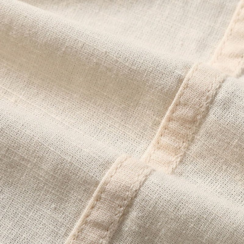 Summer Men's Short Sleeve Button Down Cotton Linen Shirt