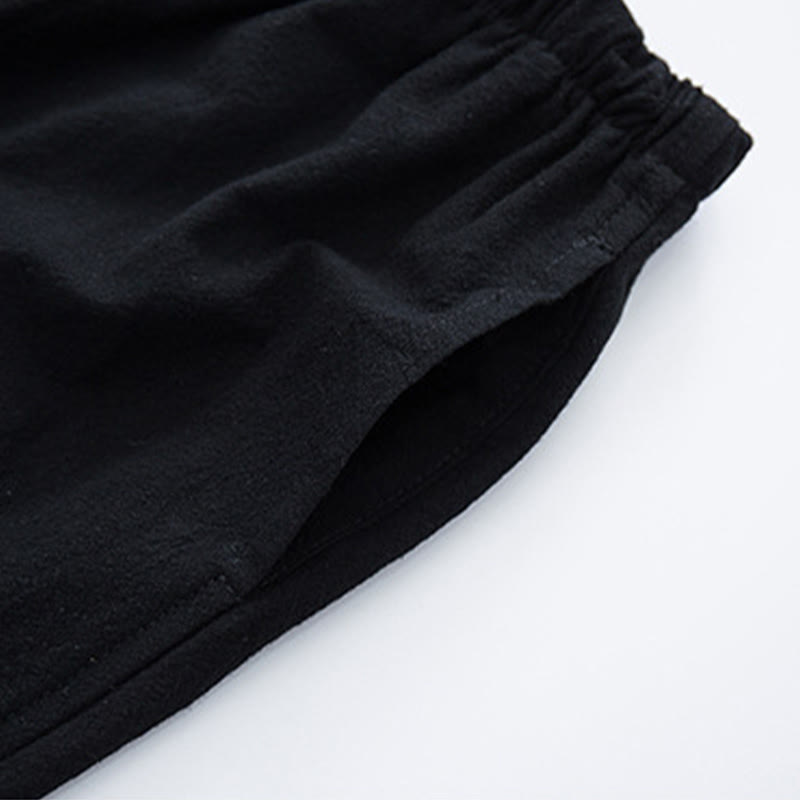 Men's Solid Color Cotton Linen Casual Drawstring Pants With Pockets