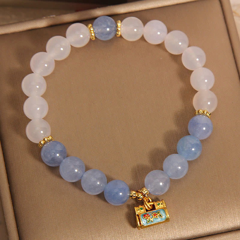 Natural White Agate Aquamarine Protection Bracelet
