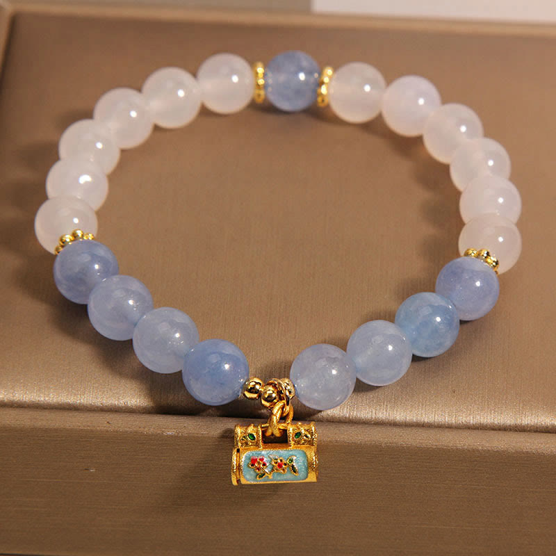 Natural White Agate Aquamarine Protection Bracelet