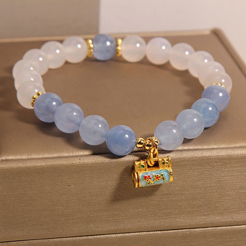 Natural White Agate Aquamarine Protection Bracelet