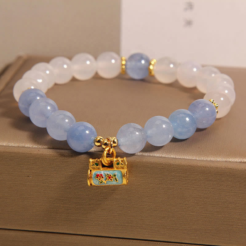 Natural White Agate Aquamarine Protection Bracelet