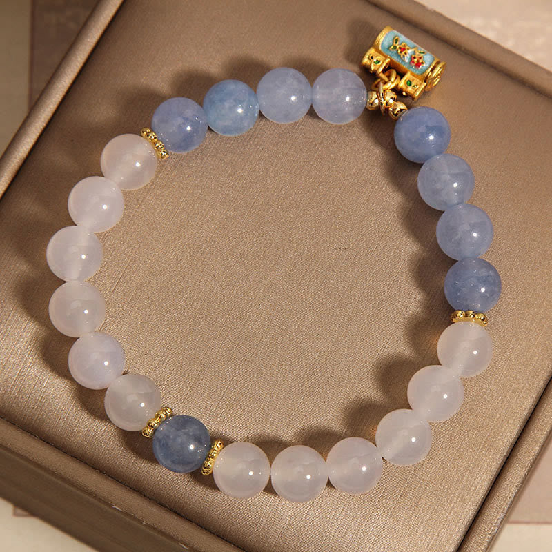 Natural White Agate Aquamarine Protection Bracelet