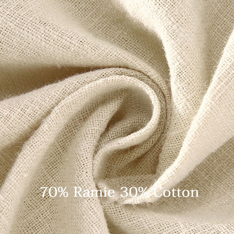 Men's Solid Color Ramie Linen Drawstring Cropped Pants With Pockets