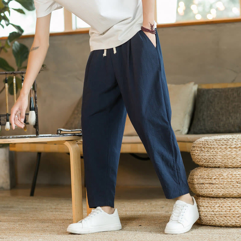 Summer Men's Cotton Pants With Pockets