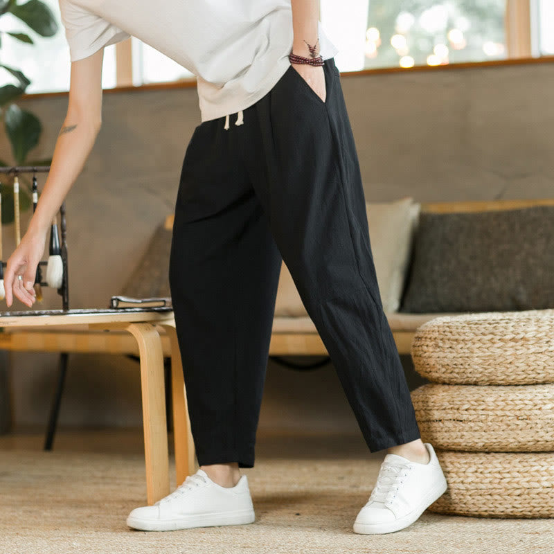 Summer Men's Cotton Pants With Pockets