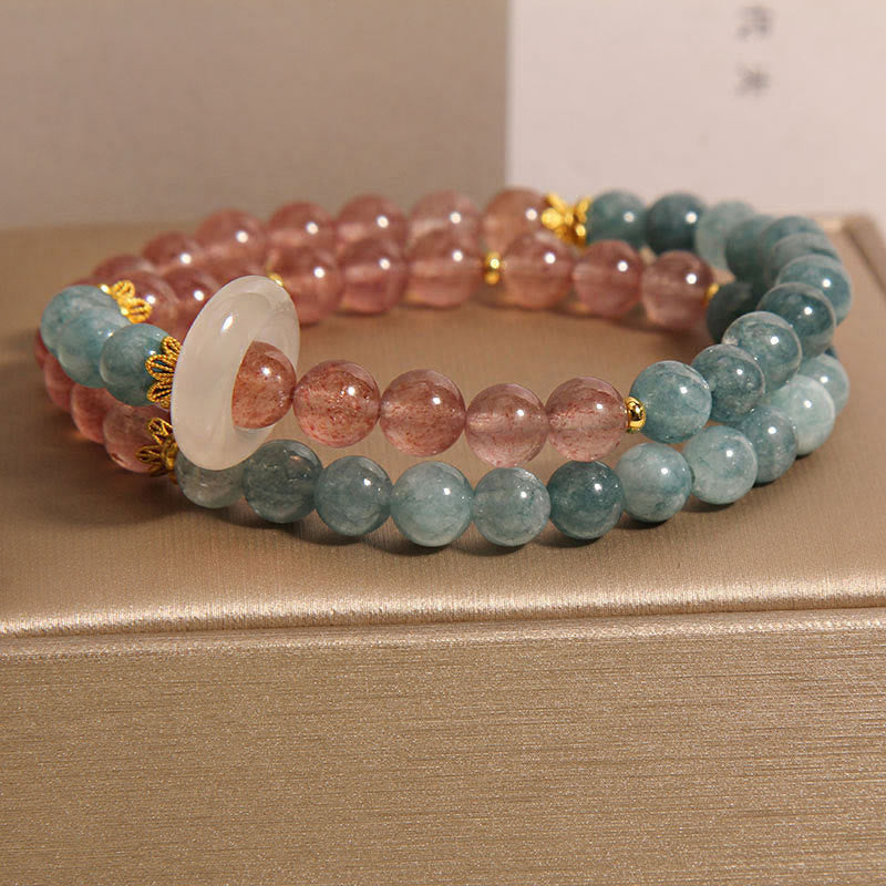 Jade Strawberry Quartz Abundance Luck Bracelet
