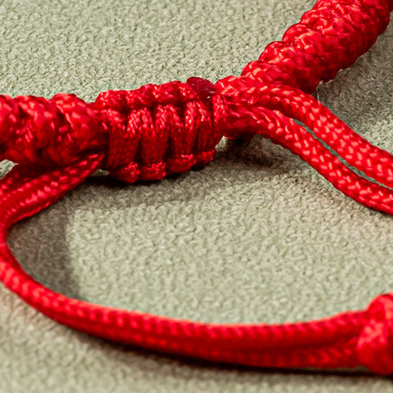Minimalist Adjustable Jade Ring Braided Red String Bracelet