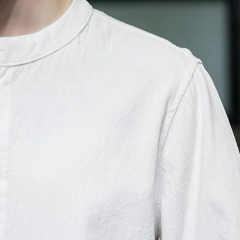 Plain Color Men's Half Sleeve Cotton Shirt