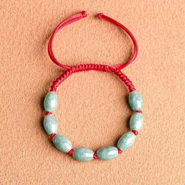 Handmade Red String Bracelet with Minimalist Jade Beads