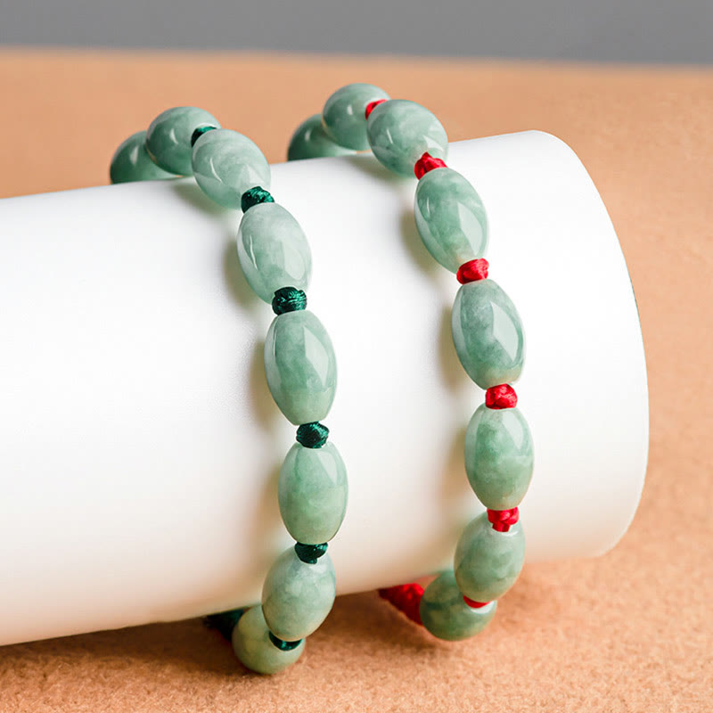 Handmade Red String Bracelet with Minimalist Jade Beads